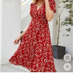 Red midi dress